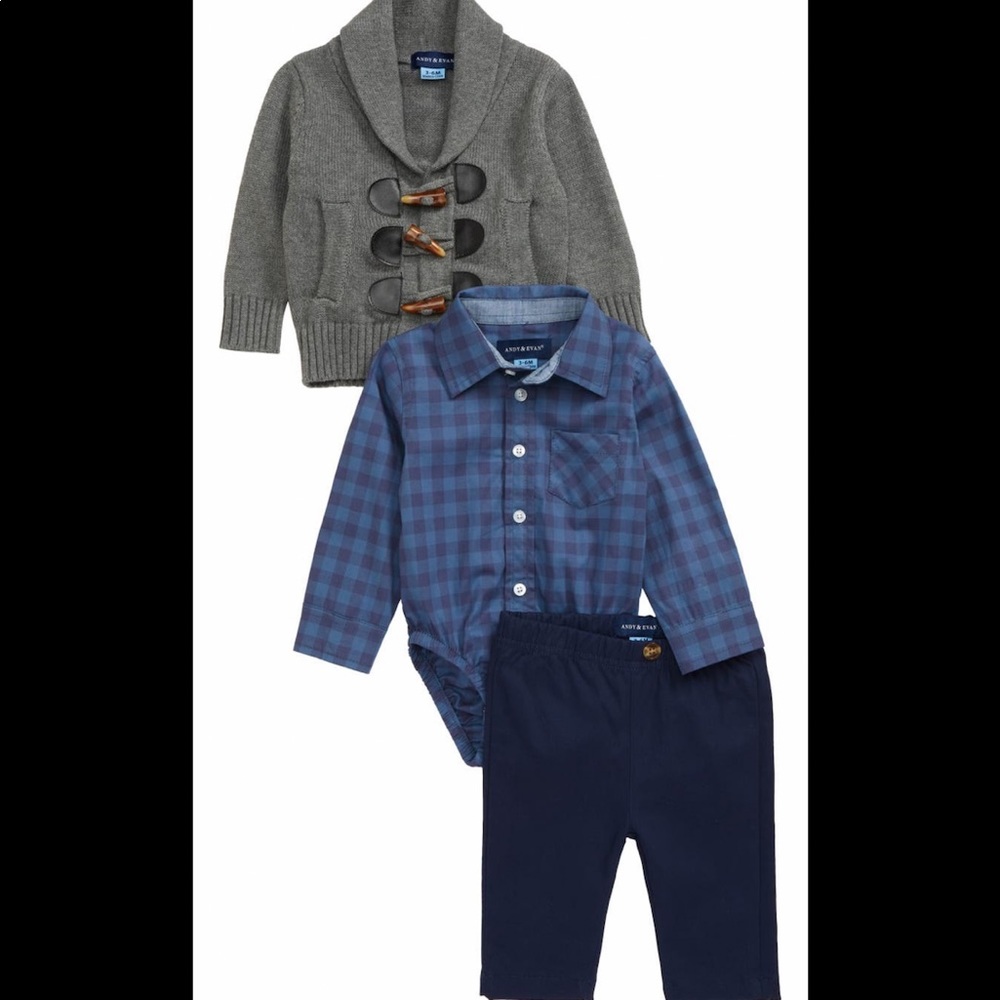 Andy & Evan Infant 3 Piece Toggle Sweater Outfit